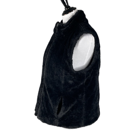 KC Collections Reversible Faux Fur Vest, Black, X-Large - Picture 5 of 12